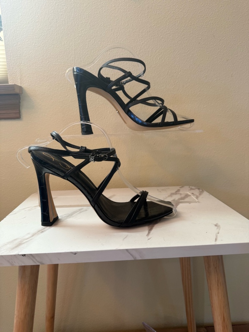 Sam Edelman Lela Black Strappy Stiletto, EUC, Size 9
